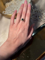 Rectangle Gem Stone Ring Gold - black