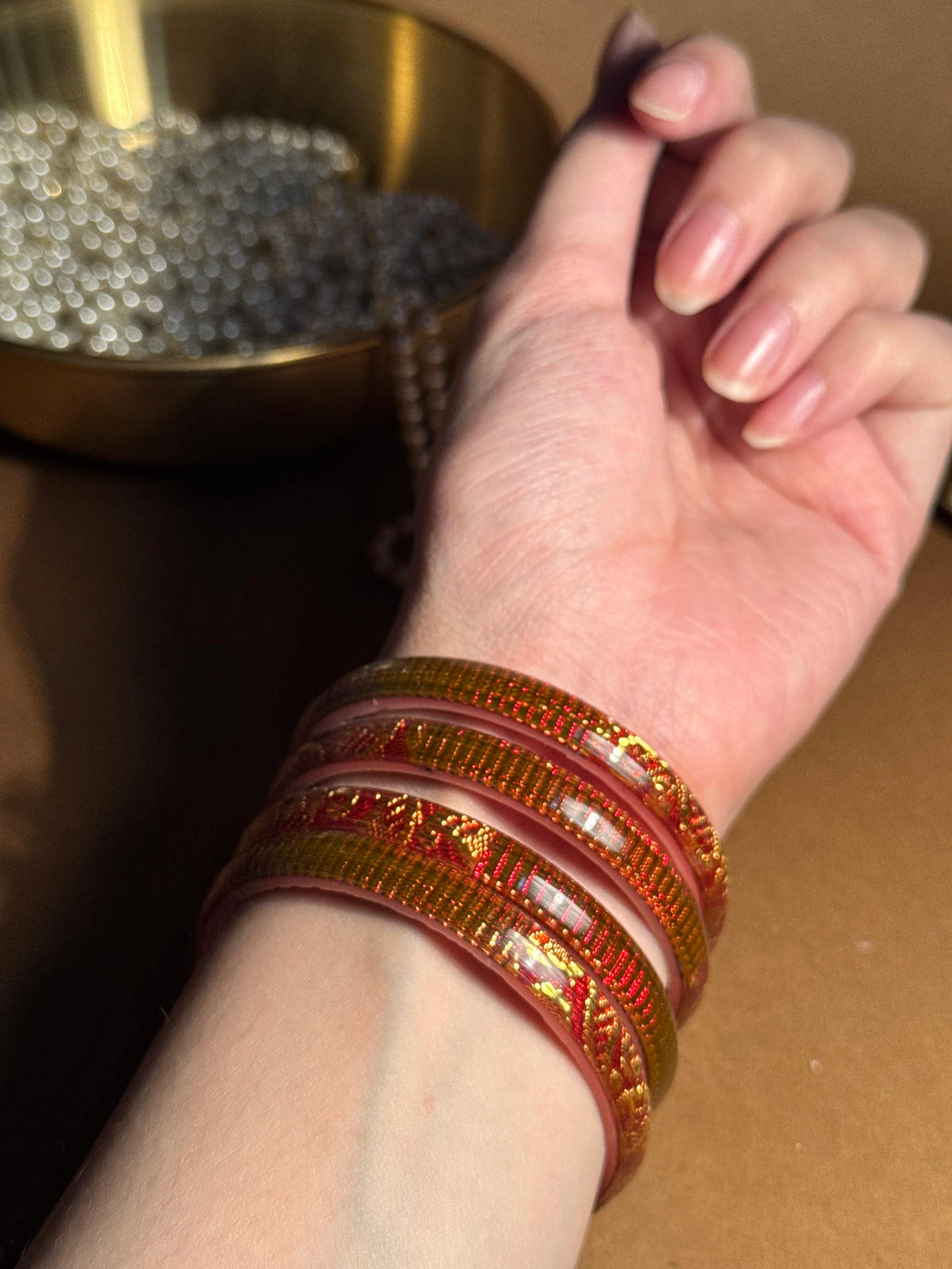 Prism gold bangle - Maroon