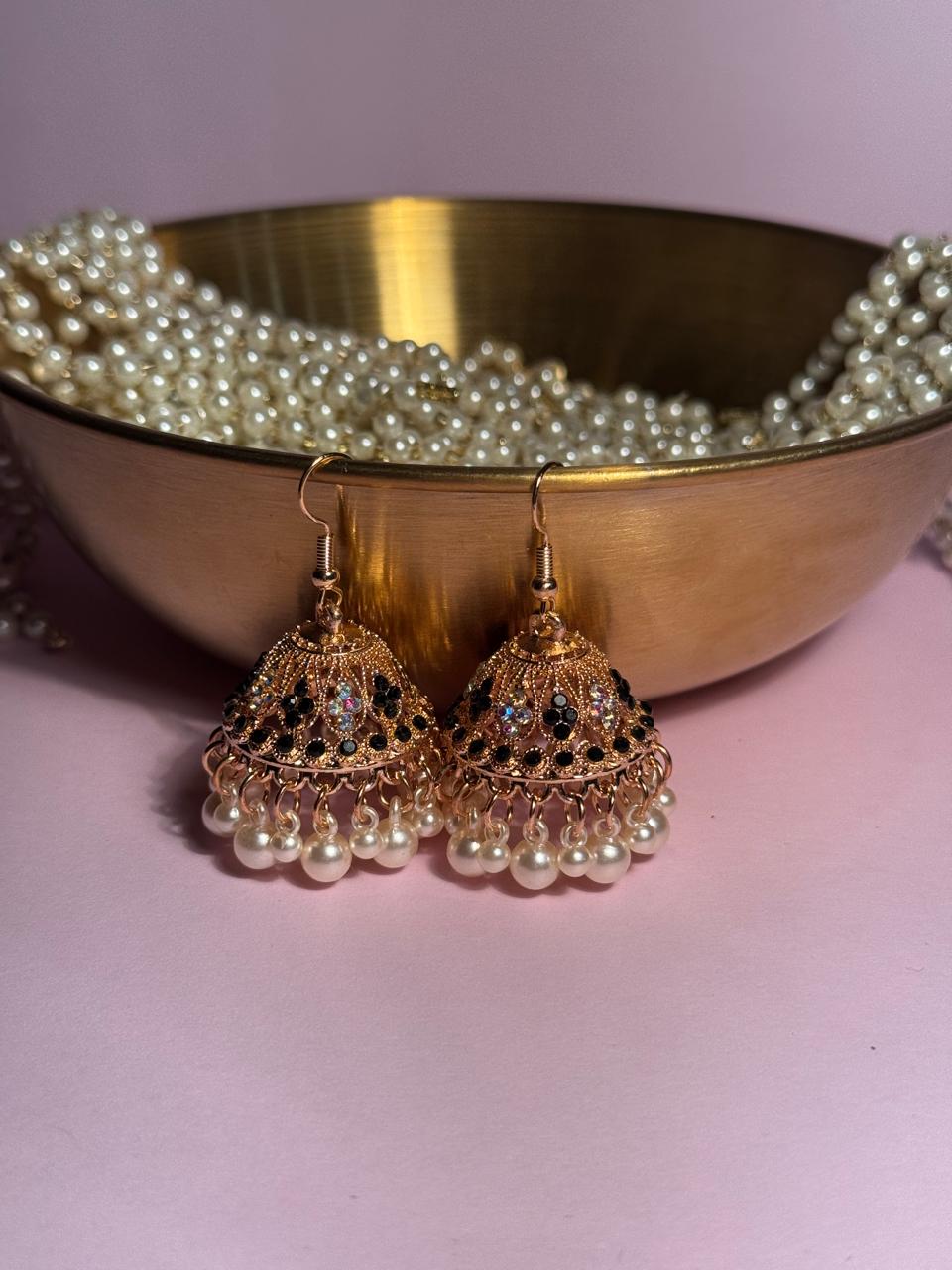 Meena karri antique Earrings - Black Holographic
