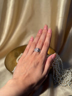 Square Gem Band Silver Ring - Pink