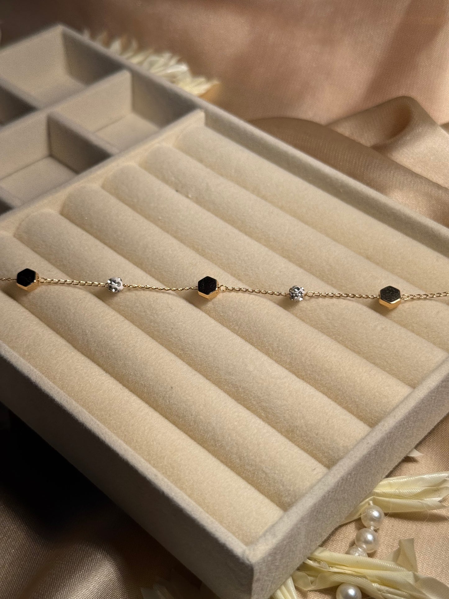 Zohra Anklet -gold design 6 hexagon
