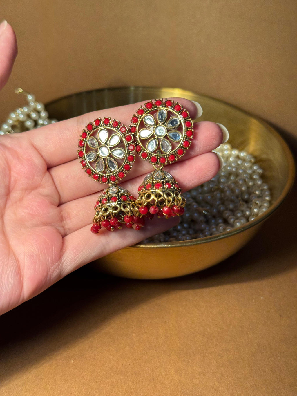Zaria gold earrings - Red