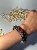 Silver Cuff (bracelet) - Maroon