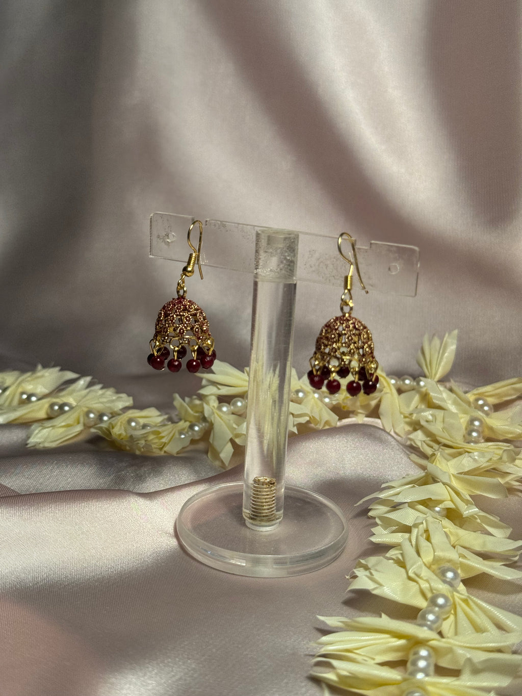 Maroon zari jhumki - rozana