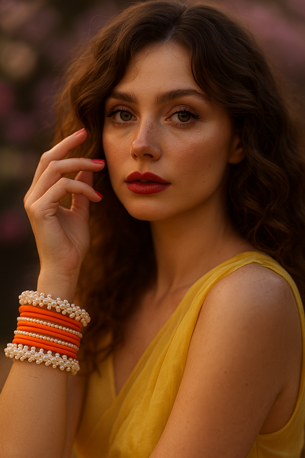 Moti and velvet set - Orange