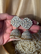 Sarah jhumki white- rozana