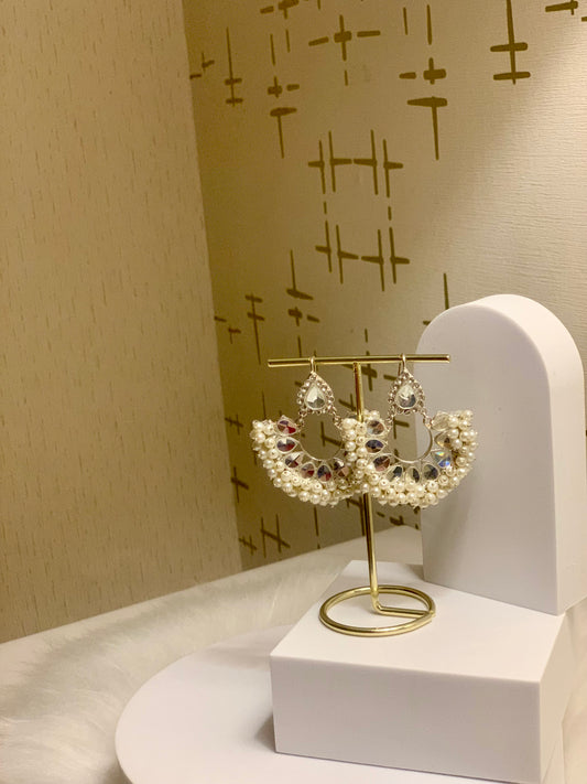 Shahi kundan Bali - White.