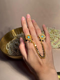 Rani Sona Double Ring - Turquoise