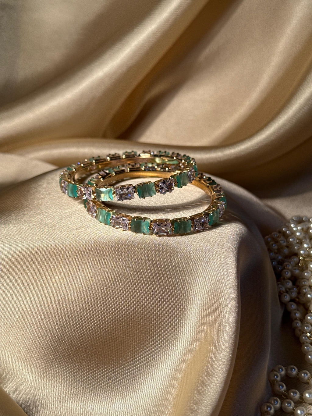 Prism bangles Gold - Light Green & White  (kids collection)