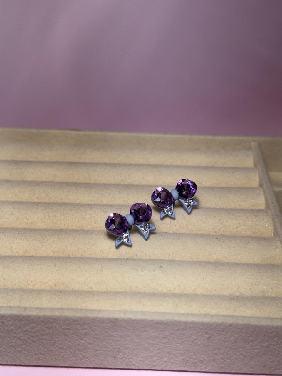Bow Ties Studs - Purple