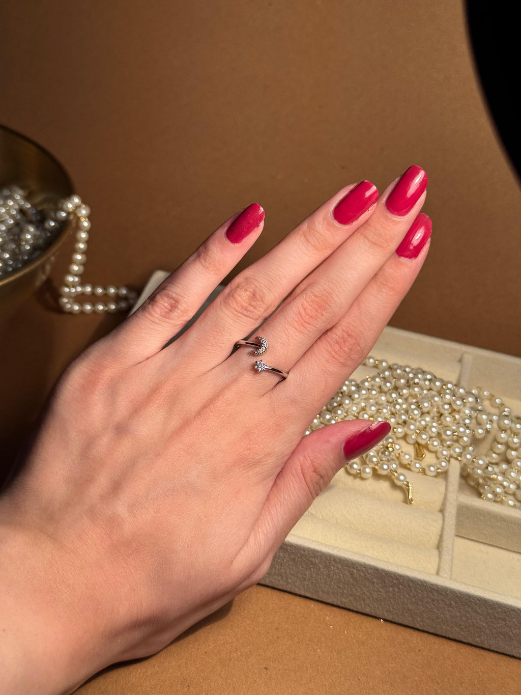 Moon silver ring