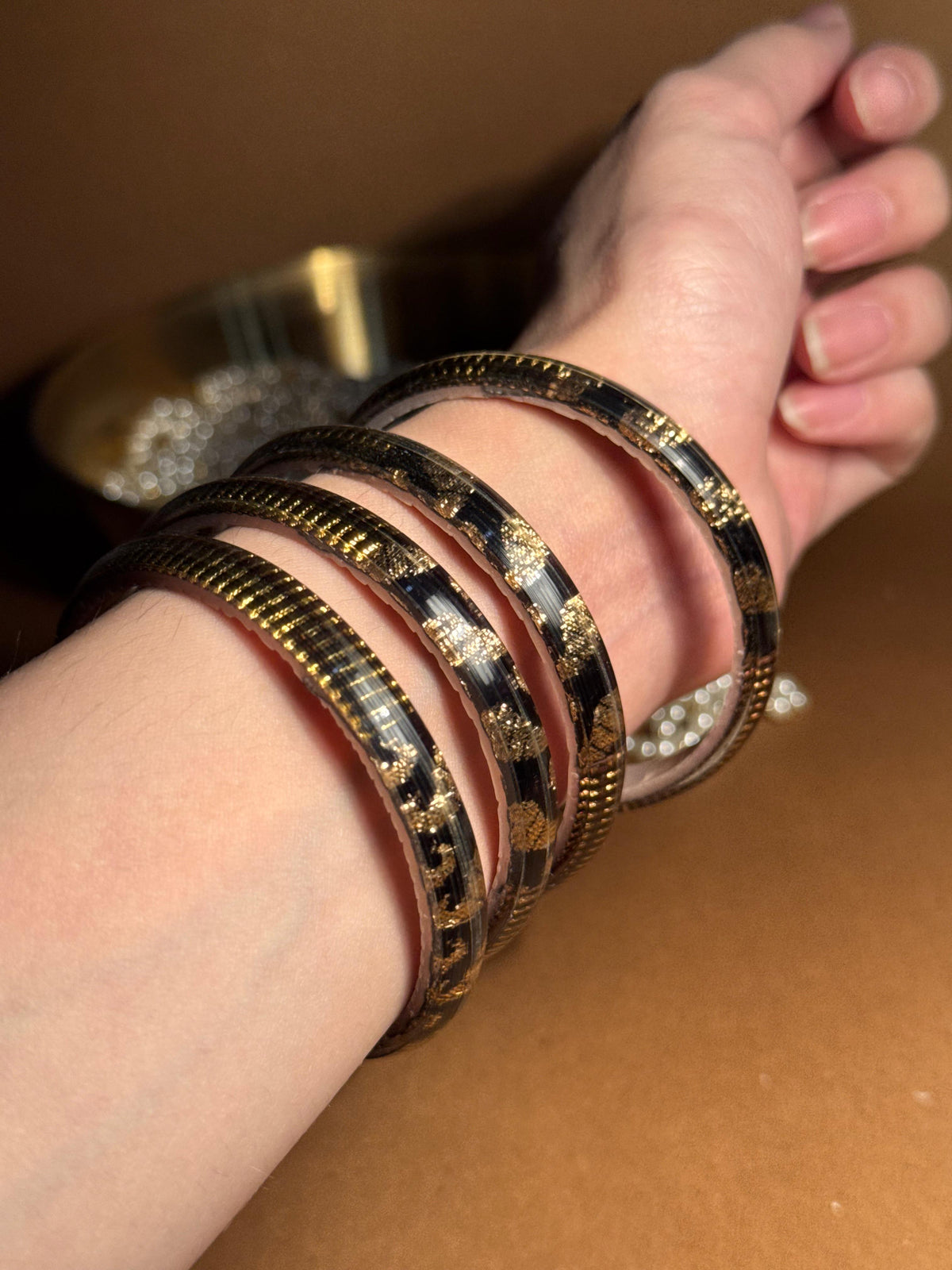 Prism gold bangle - Black