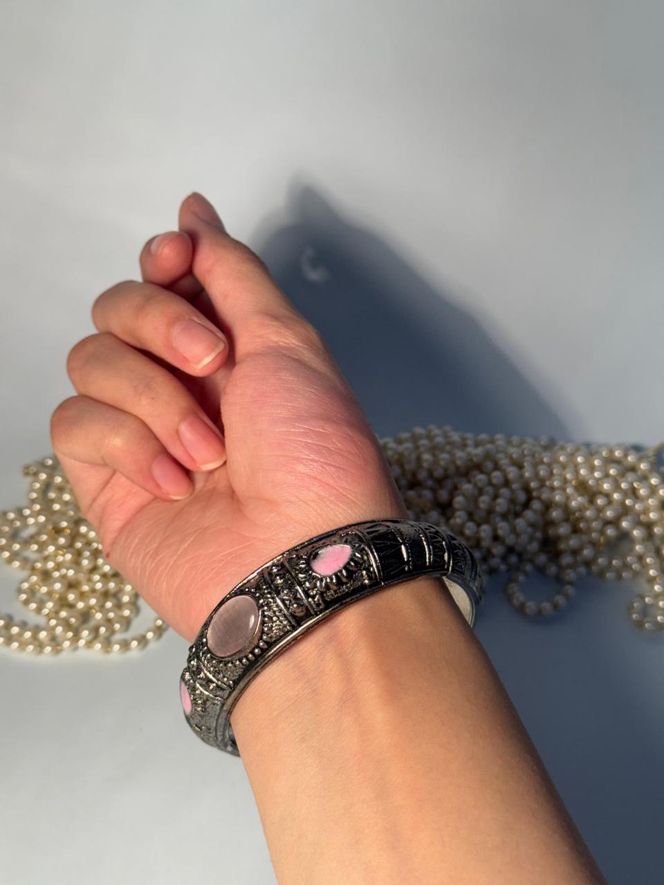 Silver Cuff (bracelet) - Pink