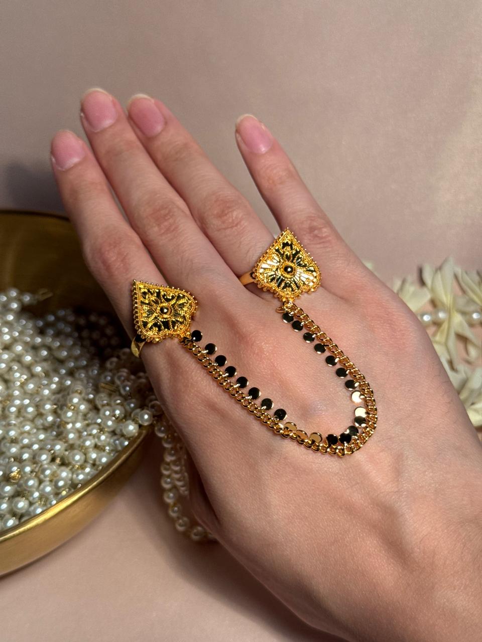 Mughal Sona Double Ring - Grey