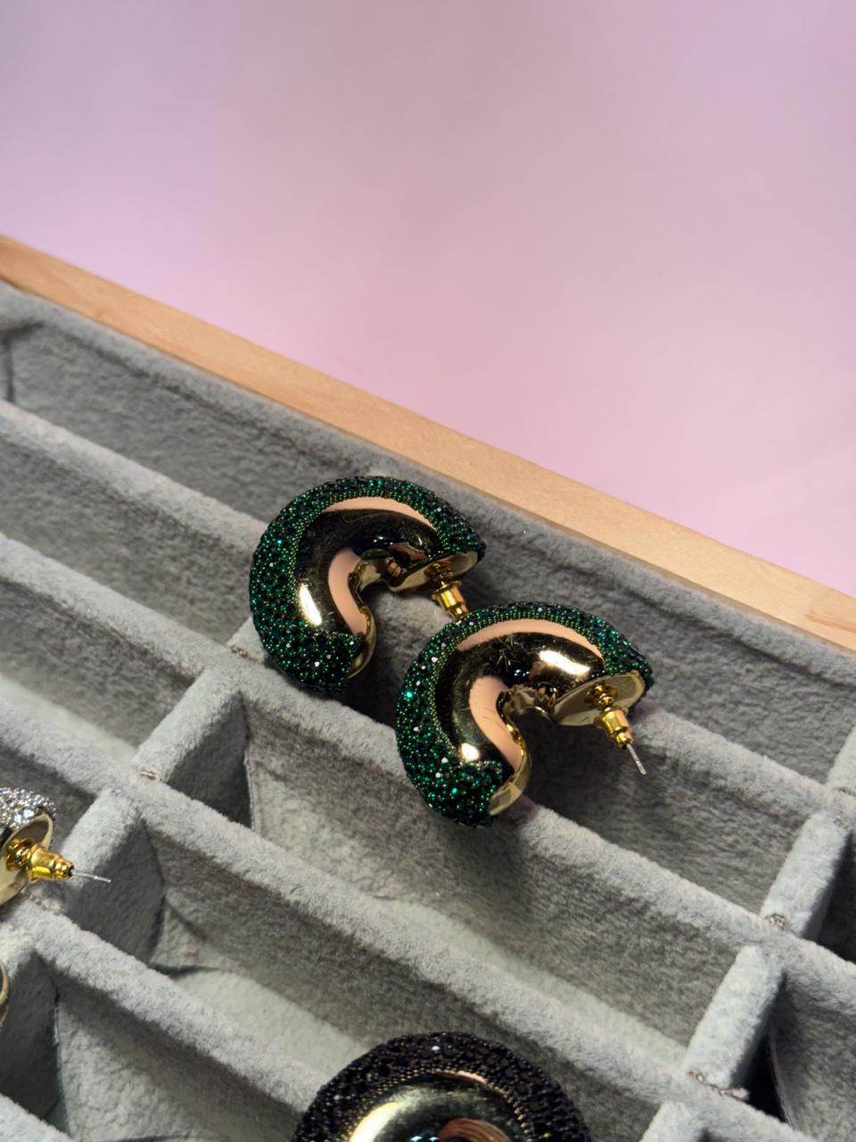 Gem hoops - Green holographic