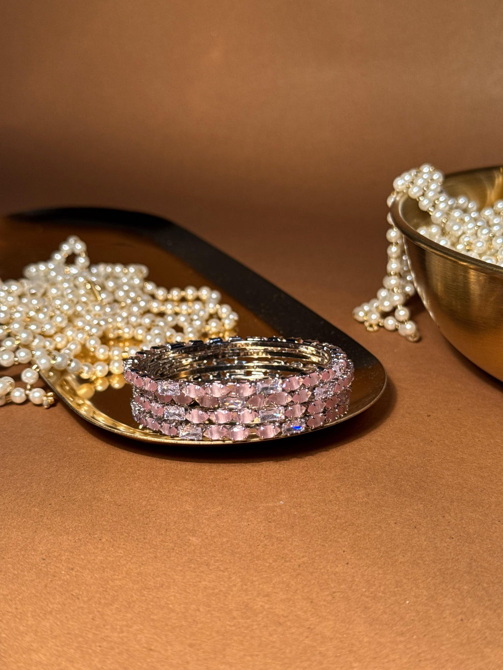 Zainab bangles Silver - Pink & White (kids collection)