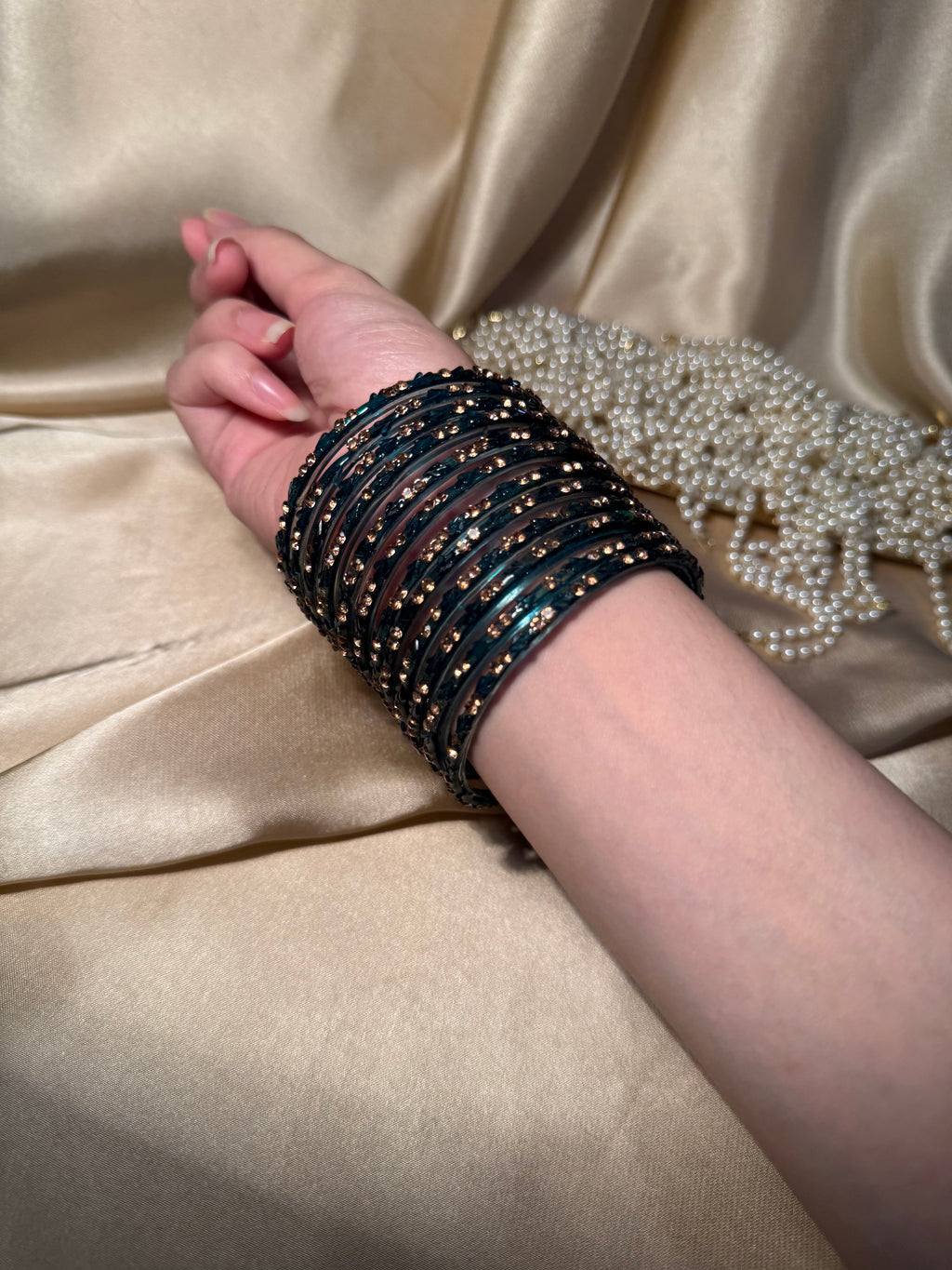Gem bangles bottle green