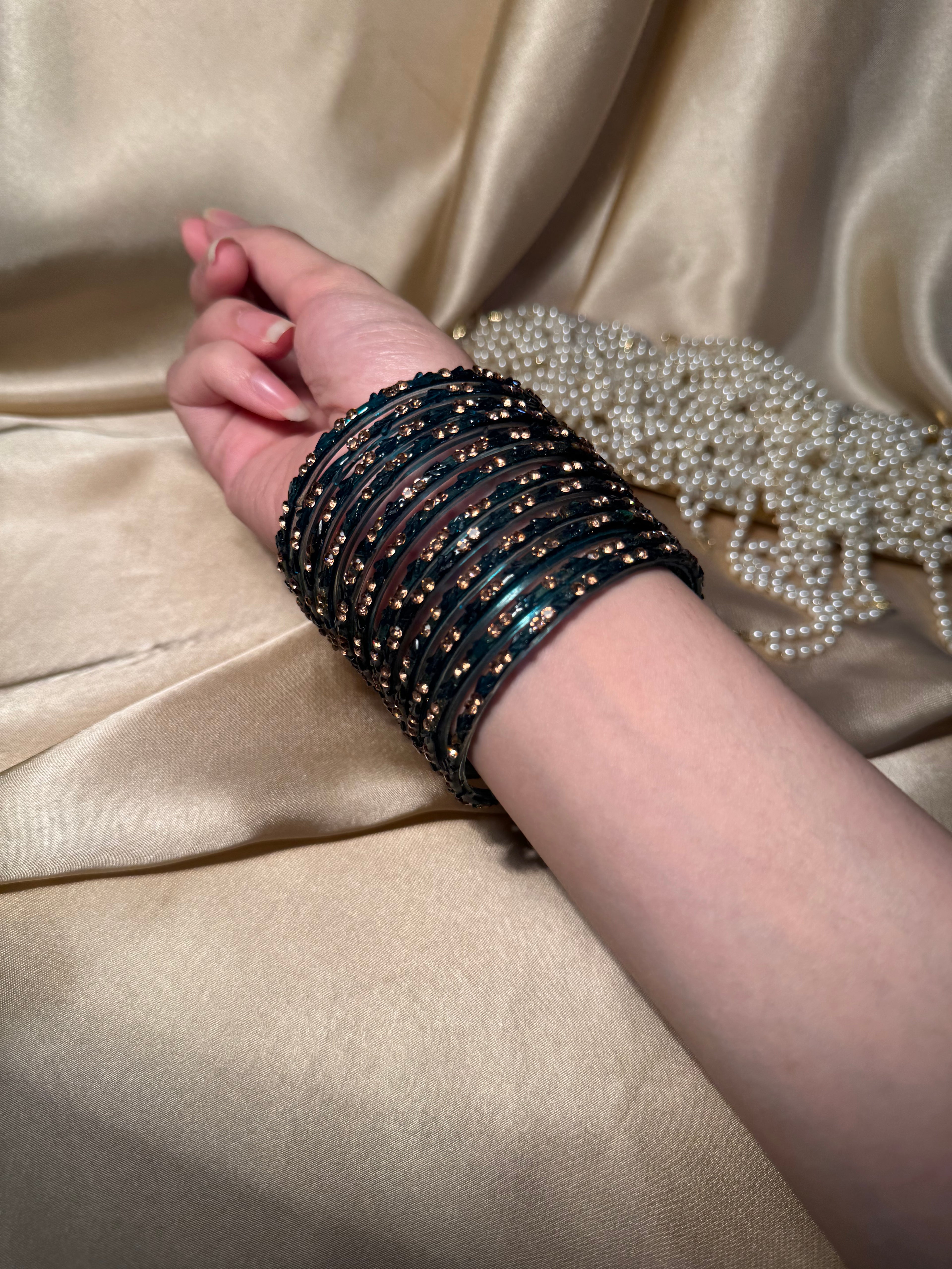 Gem bangles bottle green