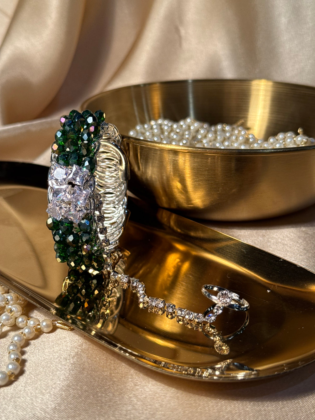 2 in 1 bangle green and silver (kids collection)