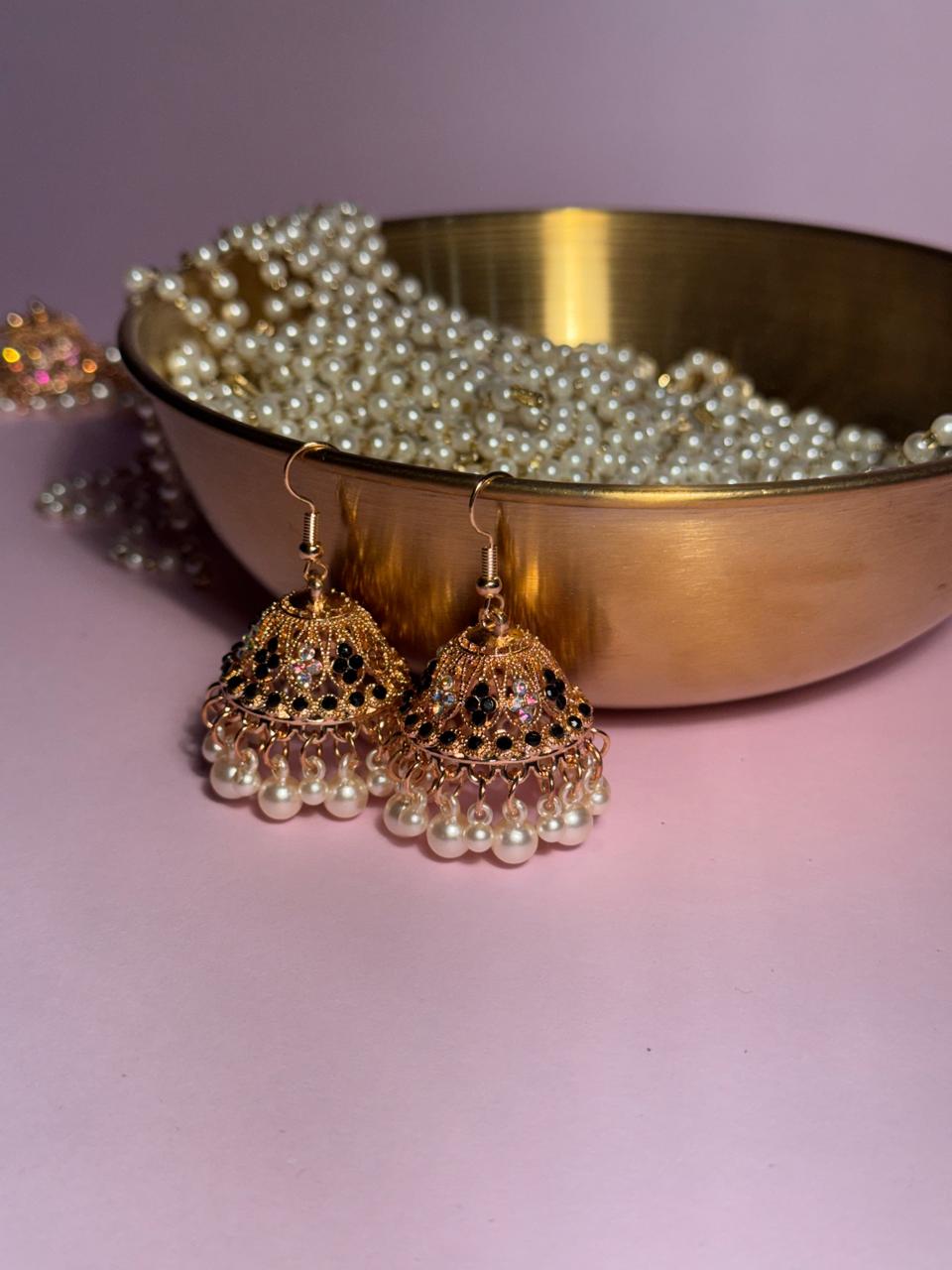 Meena karri antique Earrings - Black Holographic