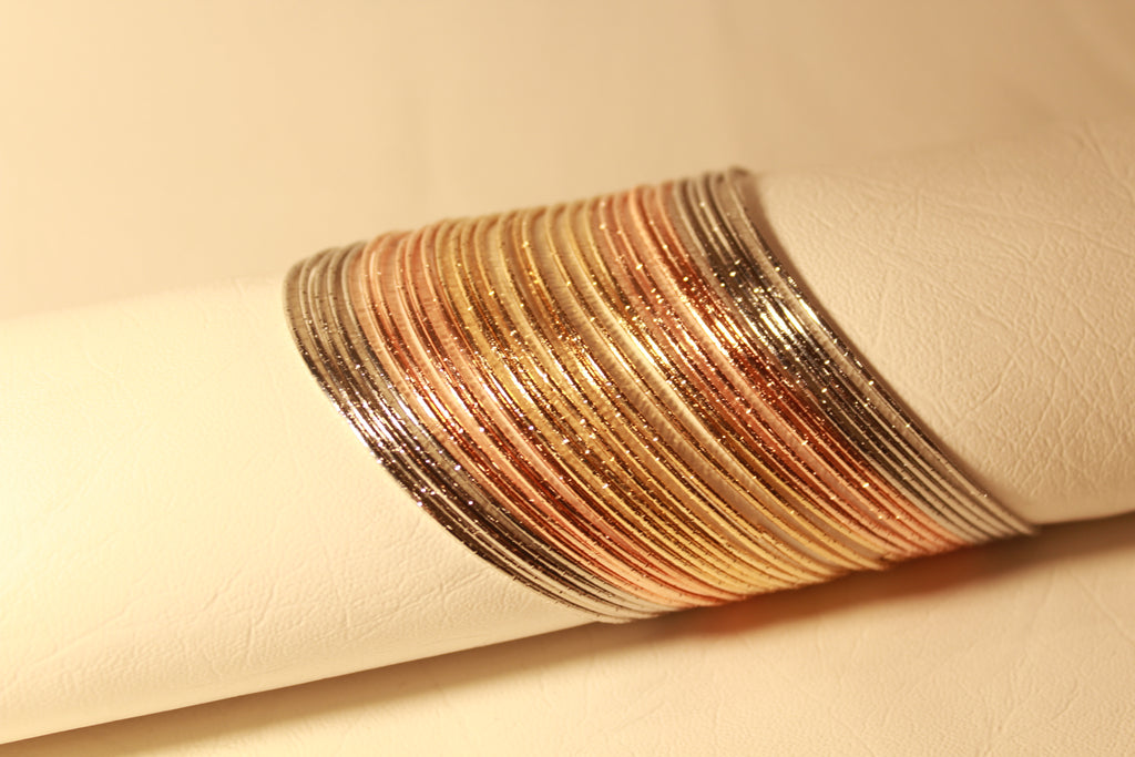 Bangles - Multi color - Gold, Silver, rose gold (30 Pieces)