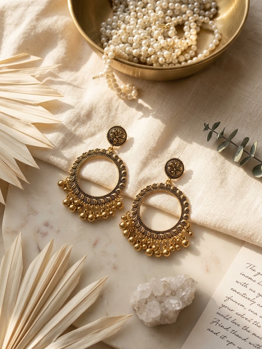Nawab Ghungroo Earrings - Gold