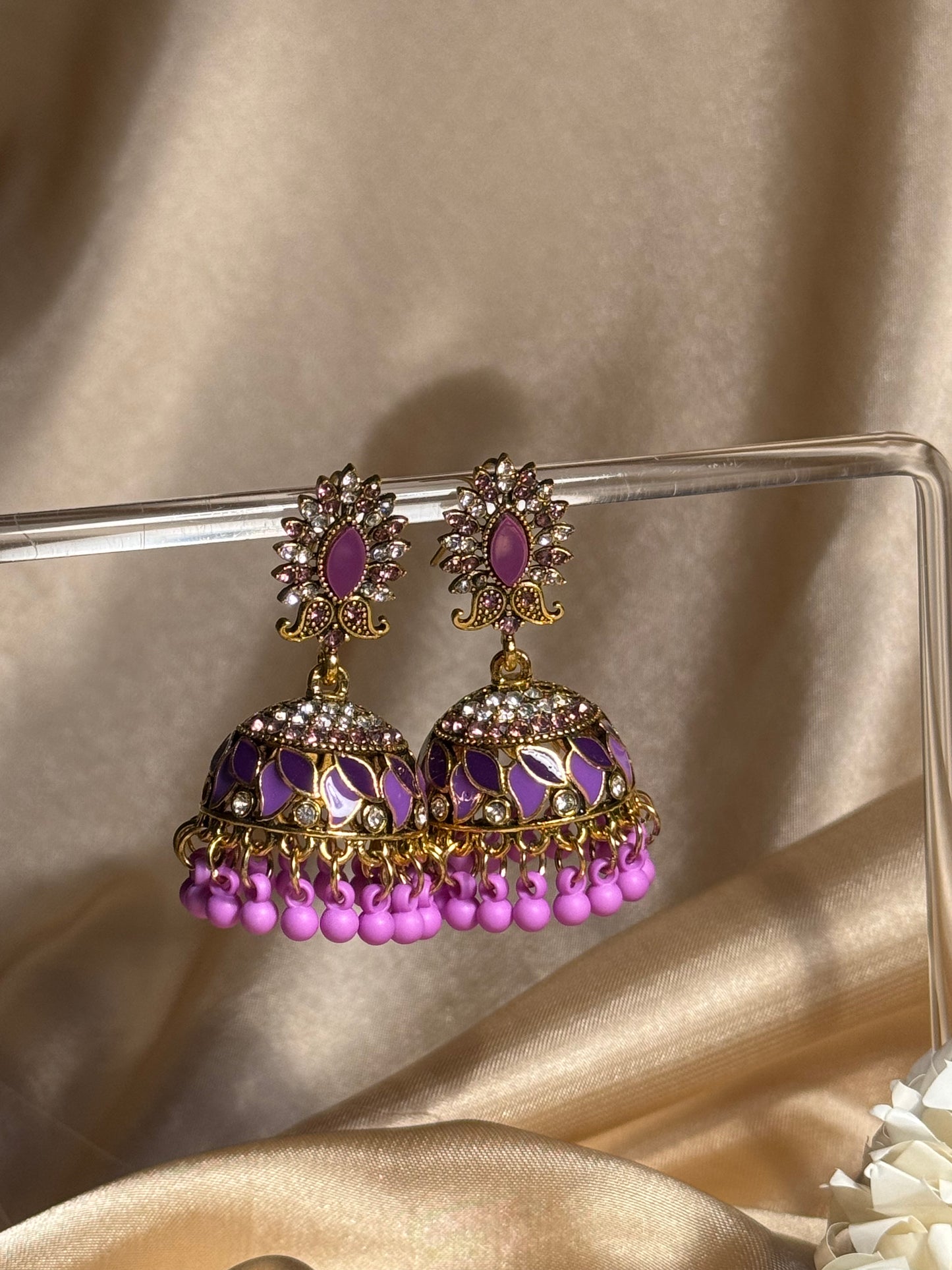Dil kash jhumkay khass collection-gold and purple