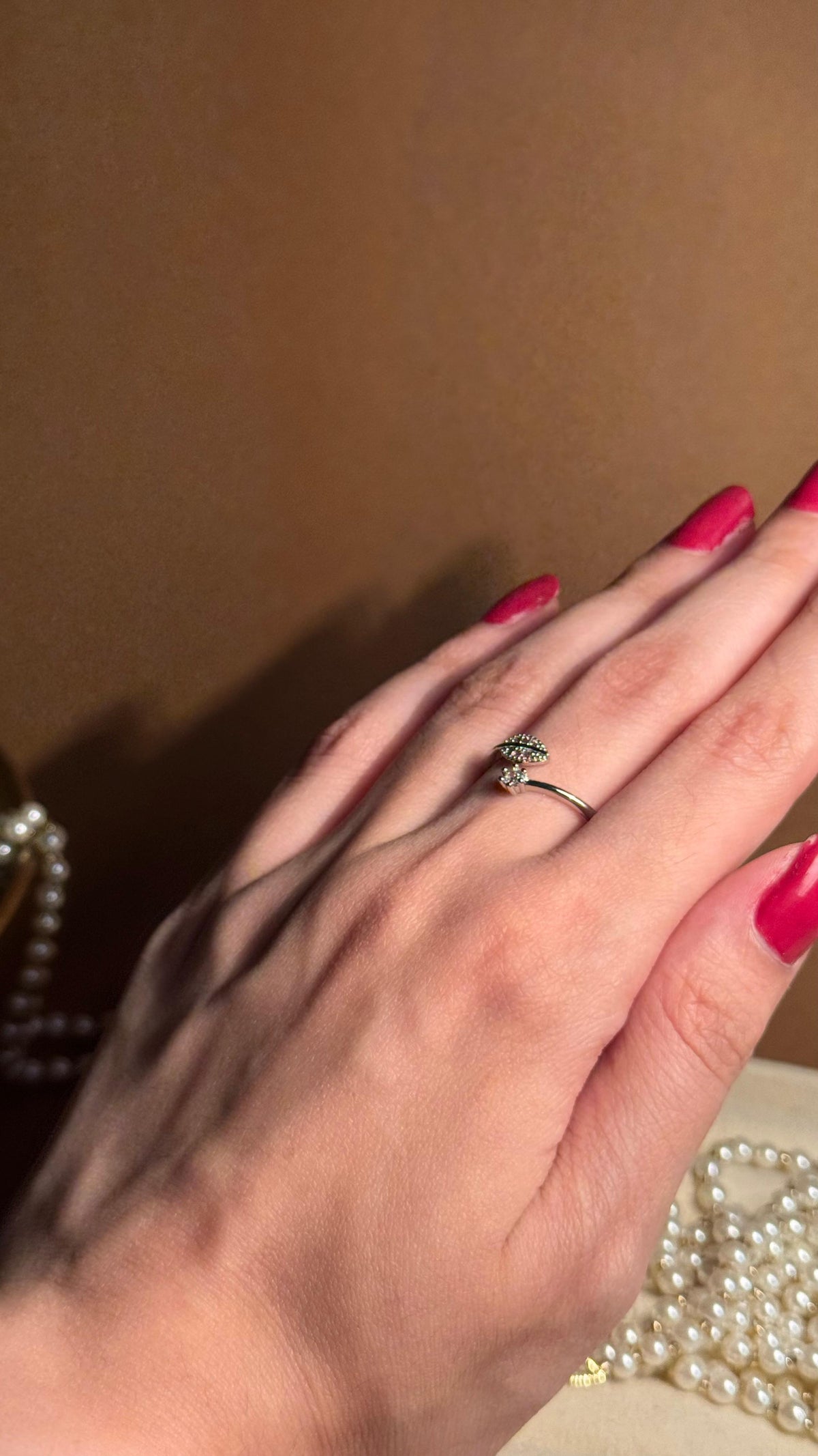 Leaf silver ring