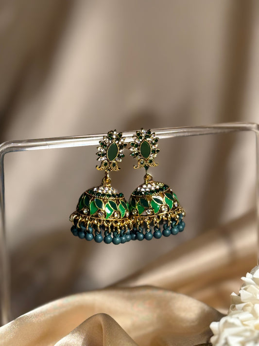 Dil kash jhumkay khass collection-gold and green