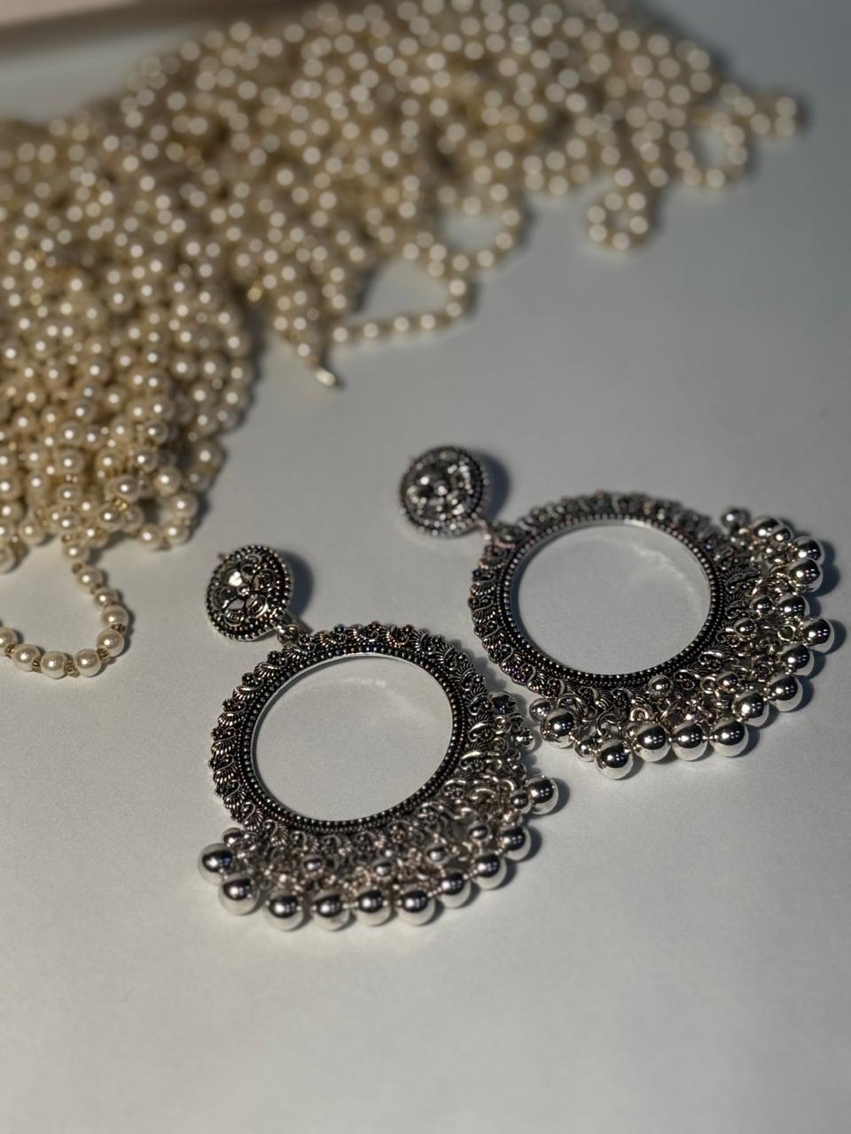 Nawab Ghungroo Earrings - Silver