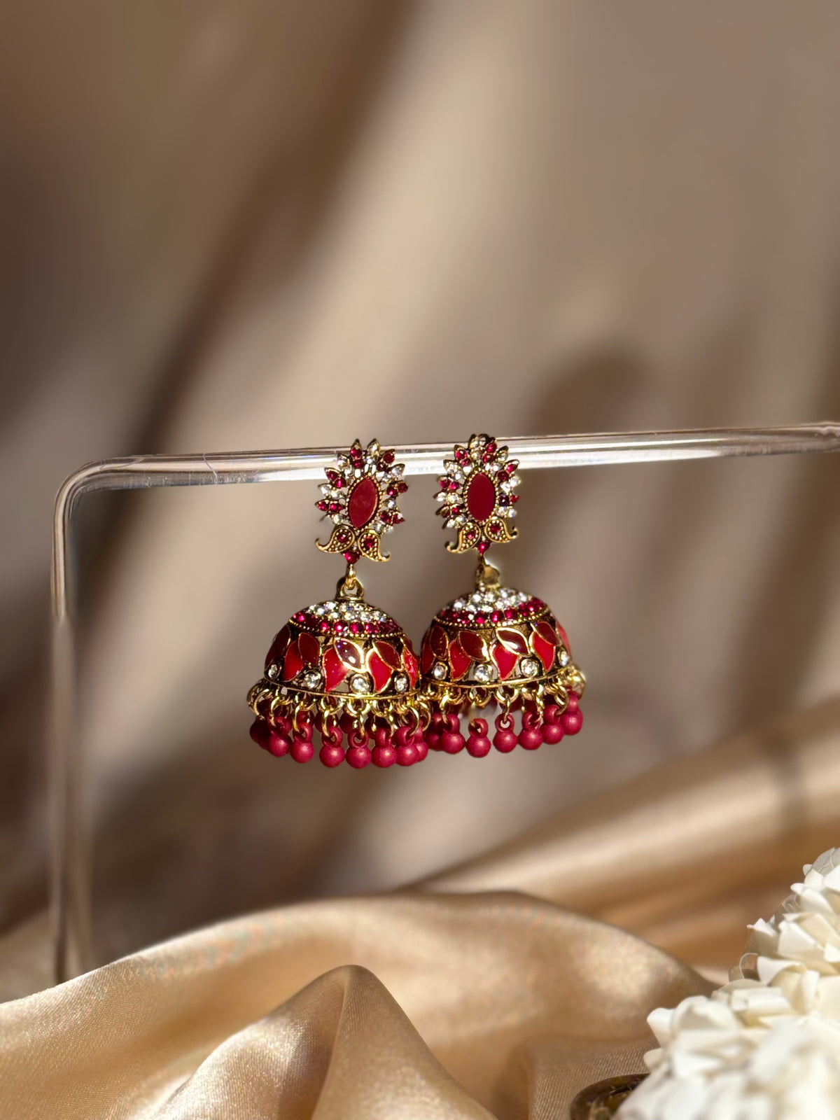 Dil kash jhumkay khass collection-gold and maroon
