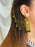 Warq jhumkay with saharay  black and gold