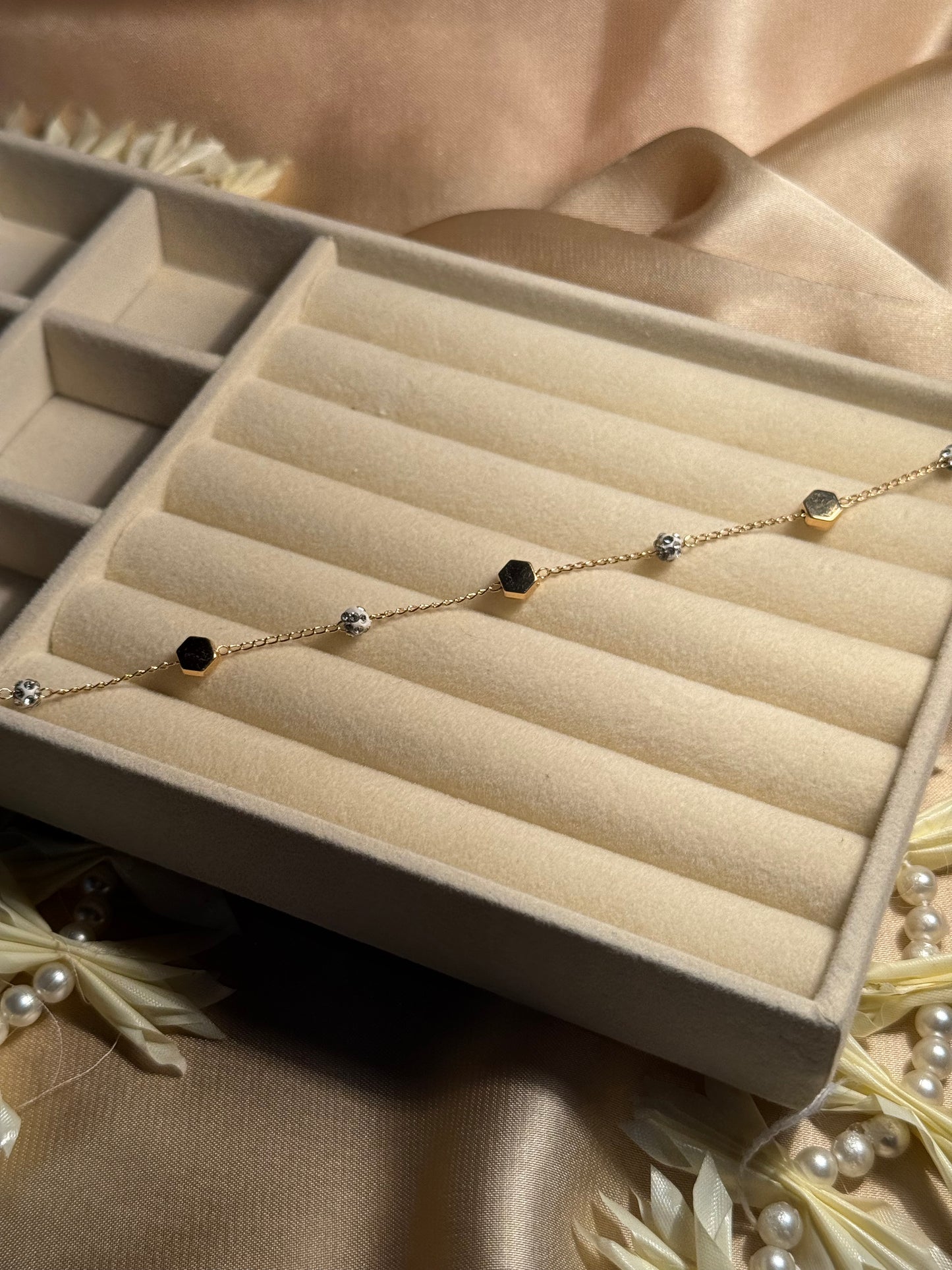 Zohra Anklet -gold design 6 hexagon