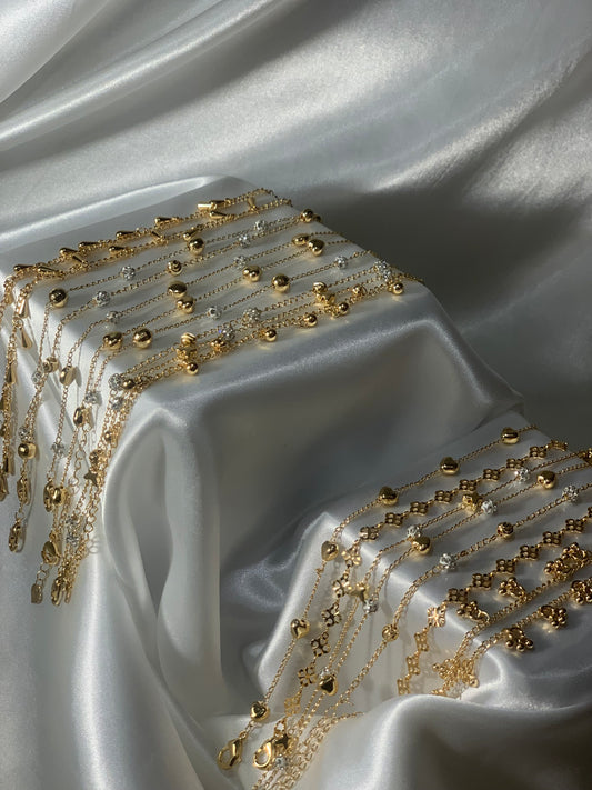 Zohra Anklet -gold design 2 droplets