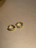 Enamel Hoops - Yellow and Turquoise