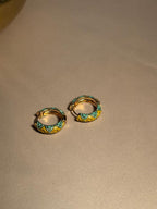 Enamel Hoops - Yellow and Turquoise