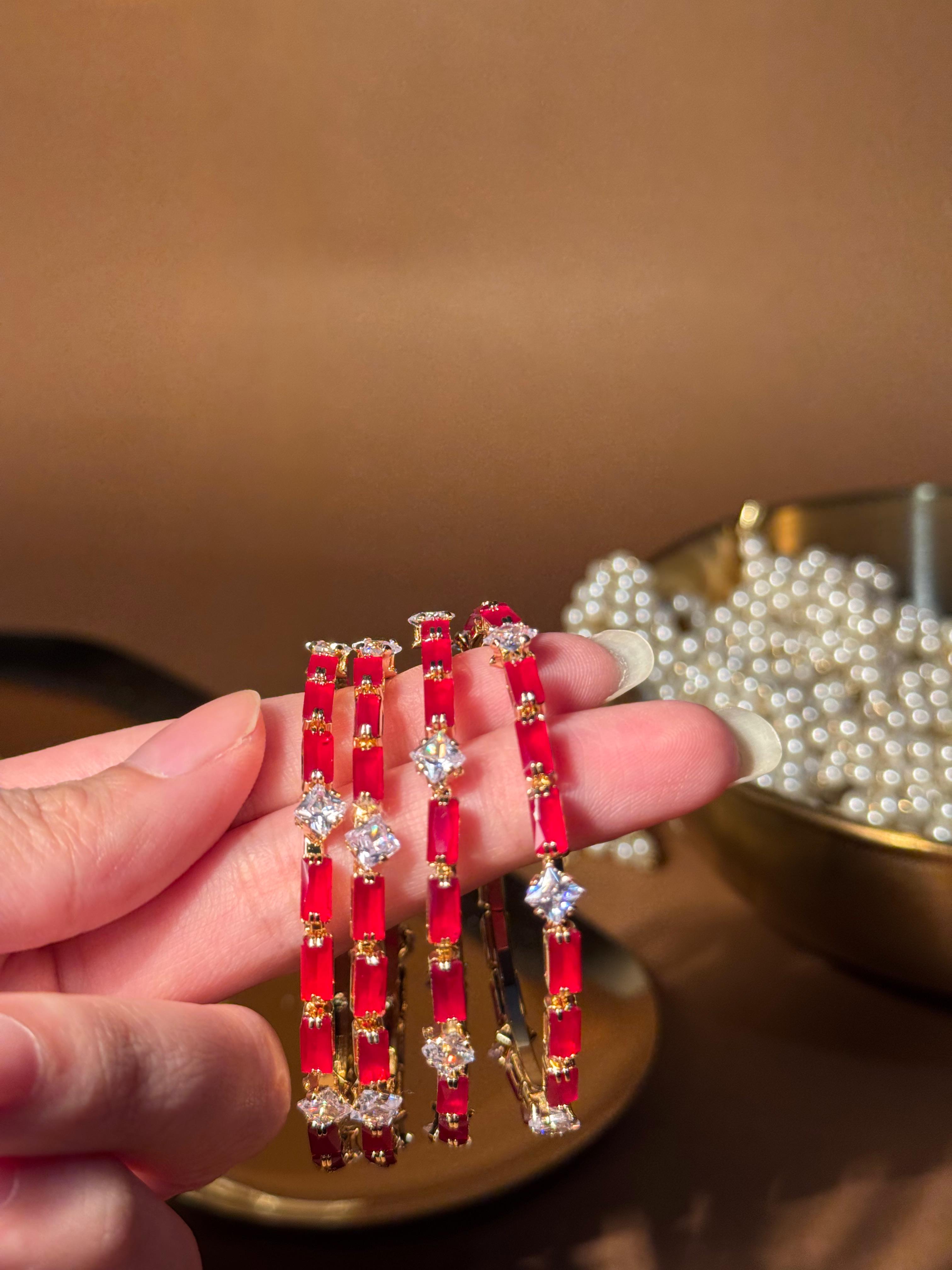 Noor bangles Gold - Red (kids collection)