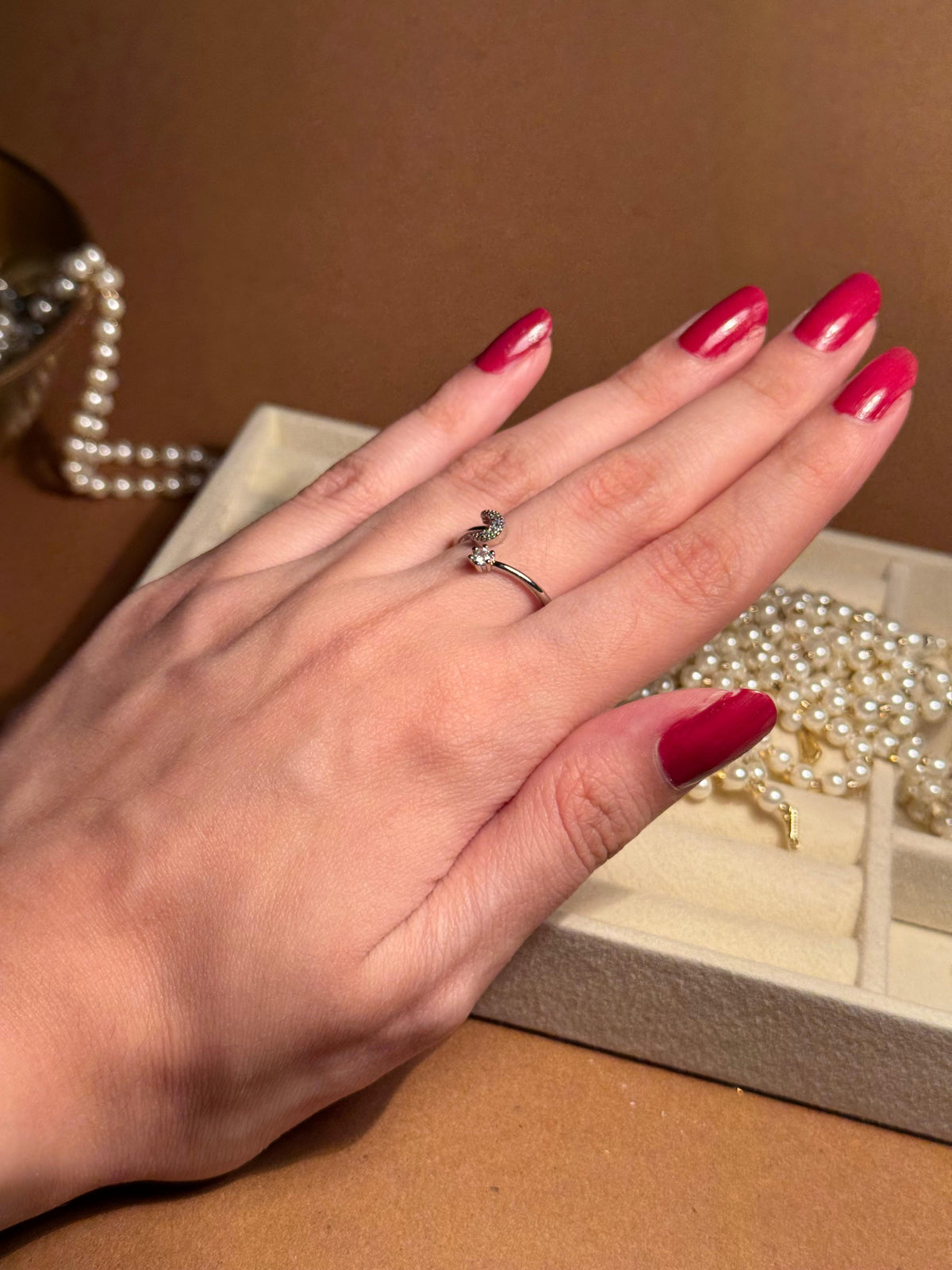 Moon silver ring