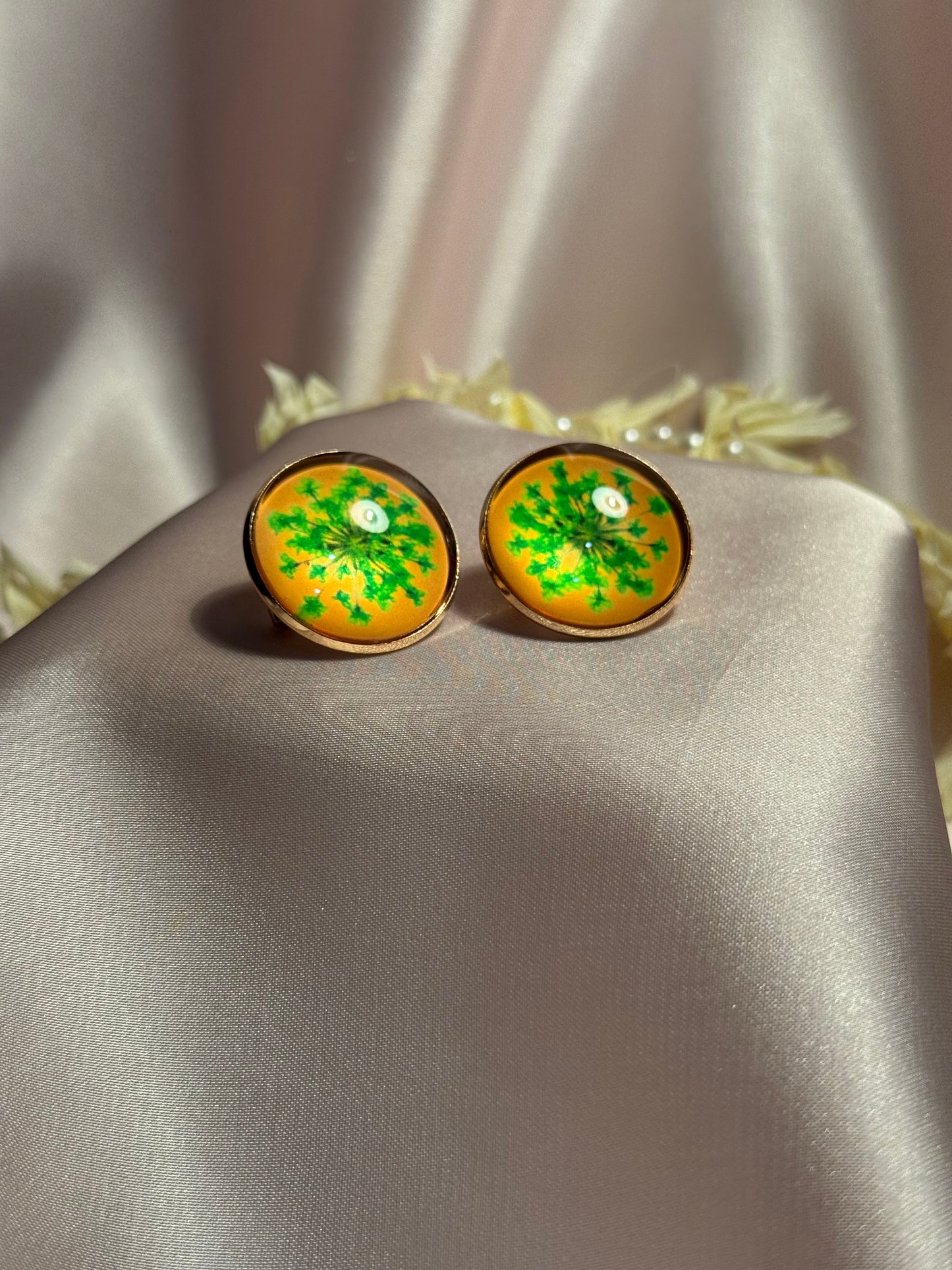 Printed summer breeze circle earrings-green