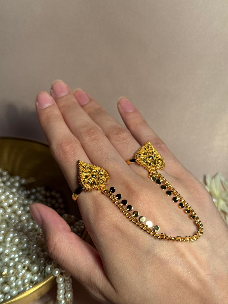 Mughal Sona Double Ring - Grey