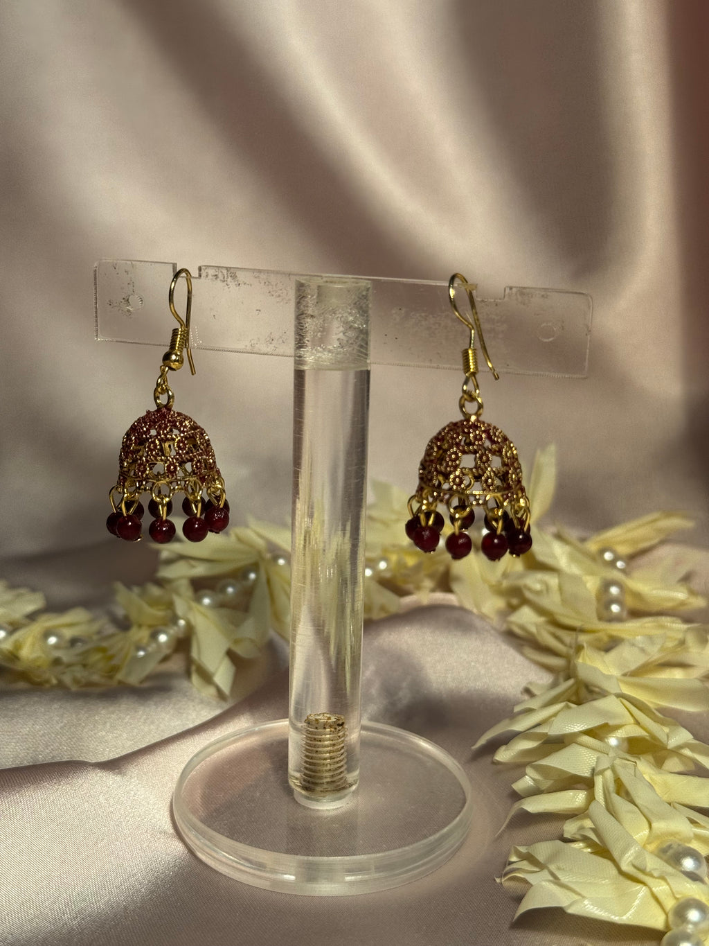 Maroon zari jhumki - rozana