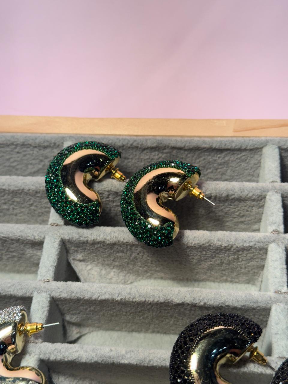 Gem hoops - Green holographic