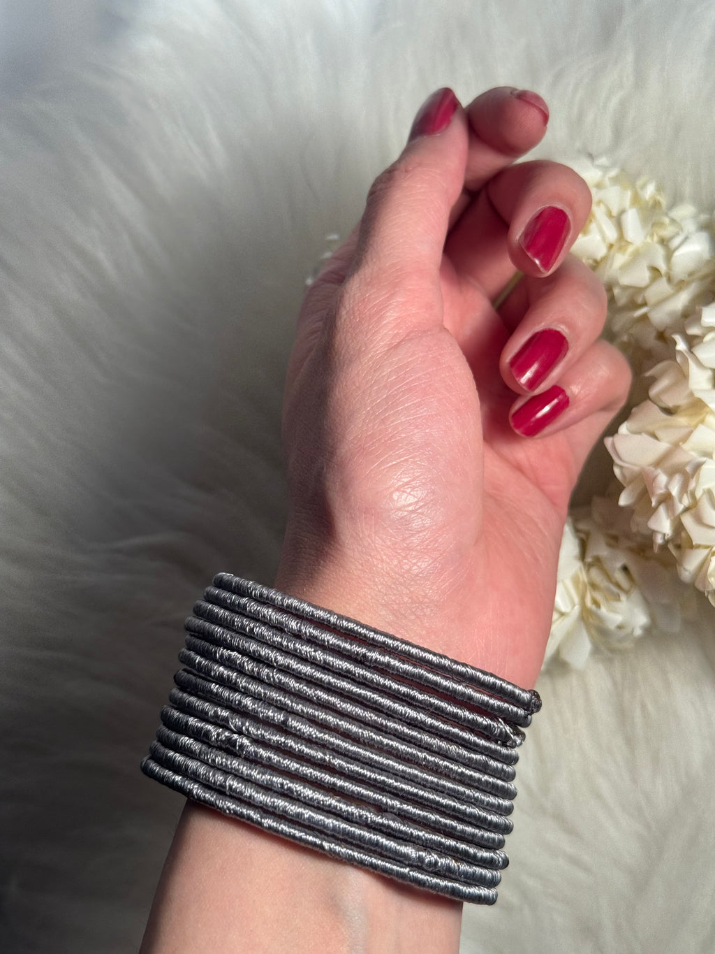 thread bangles grey