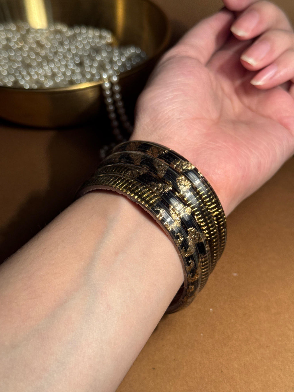 Prism gold bangle - Black