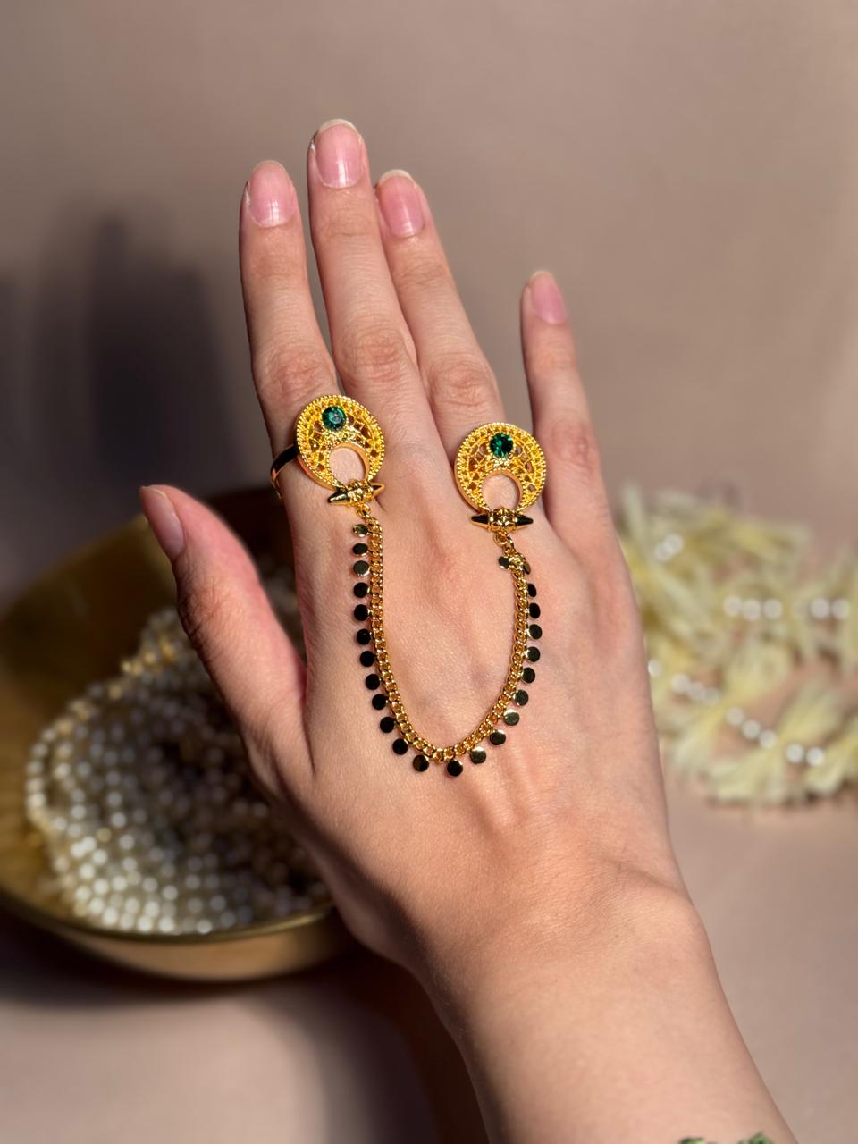 Moon Sona Double Ring - Green