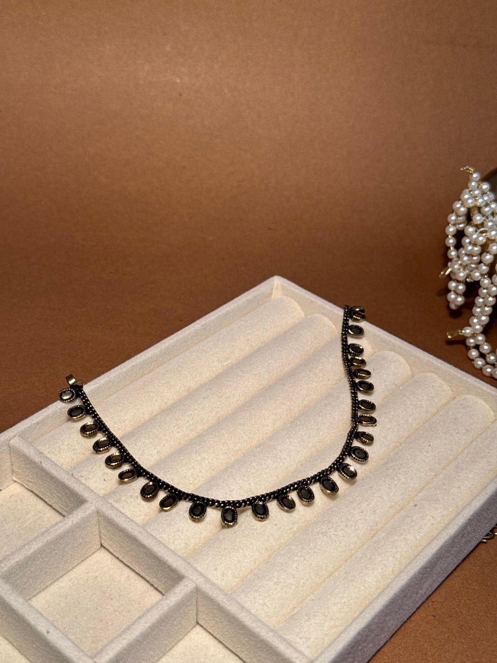 Oxidized Necklace Beaded - Gold