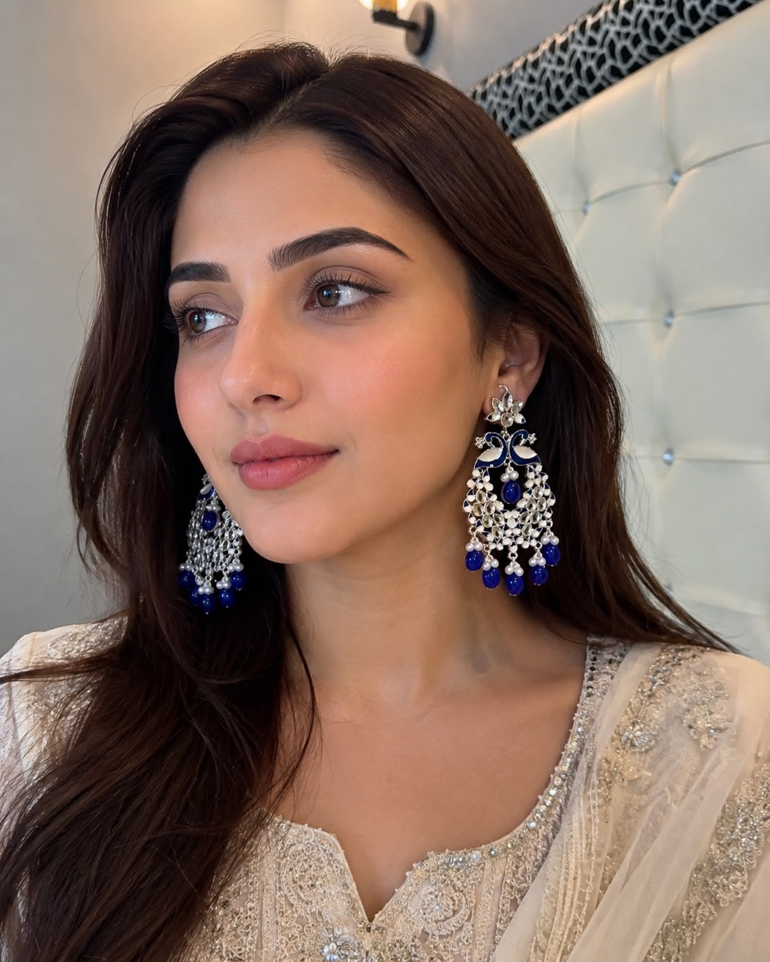 Shamim Ara Earrings- silver and blue(aara collection)