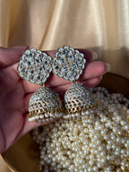 Sarah jhumki white- rozana