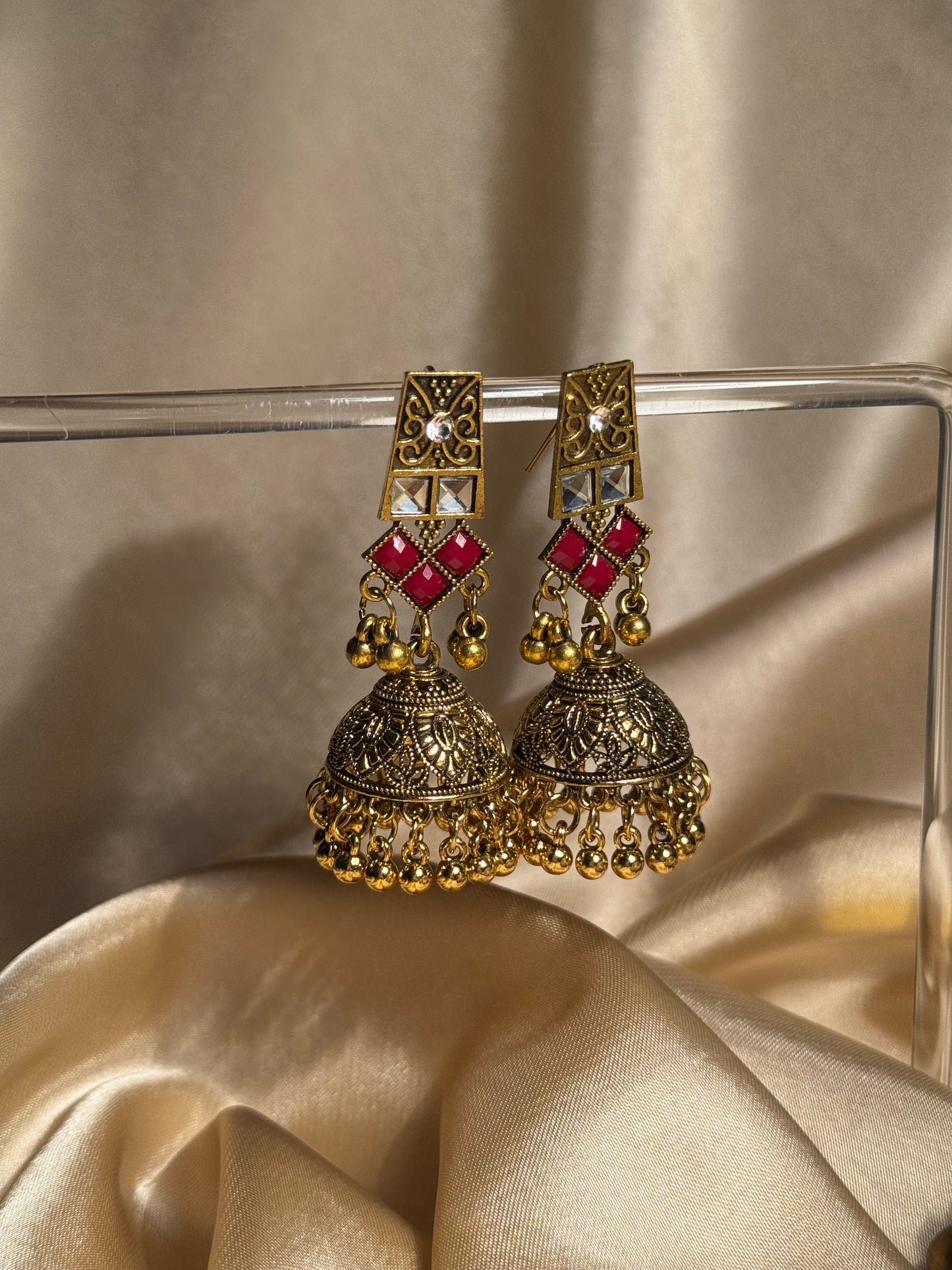 Dadi ki antique jhumkiyan khass collection- maroon and gold