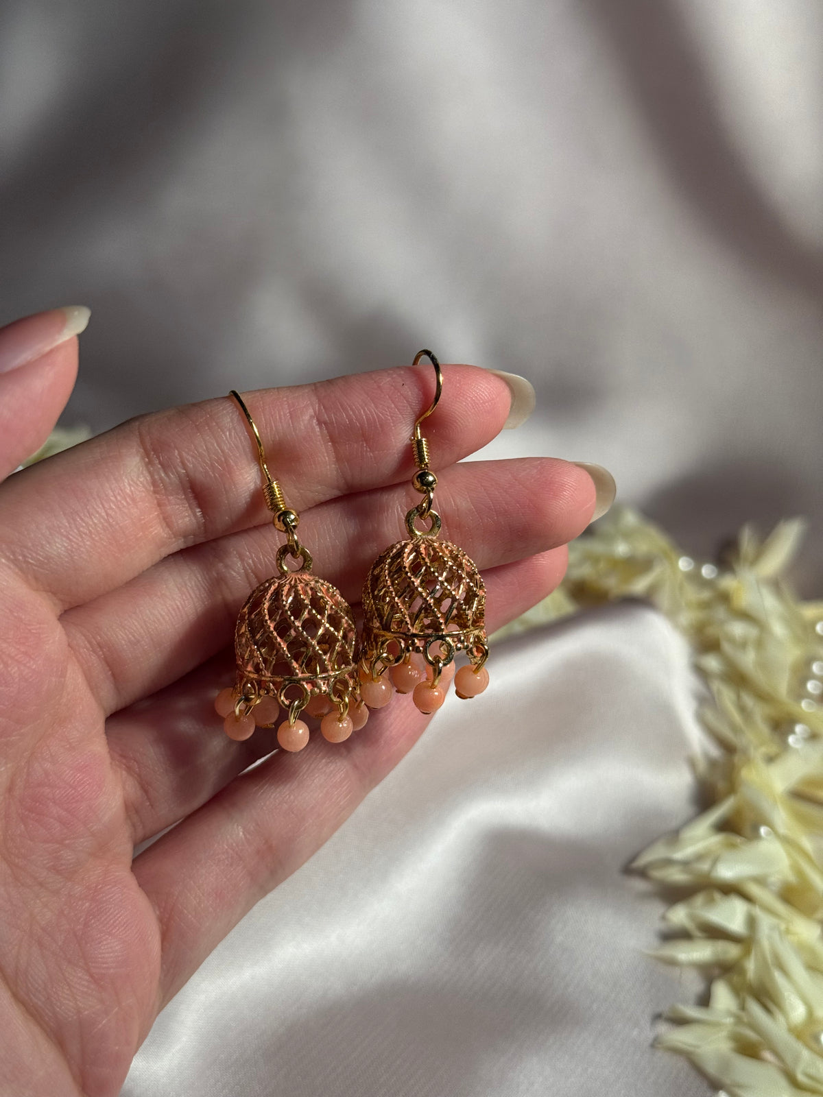 Resham jhumki peach - rozana
